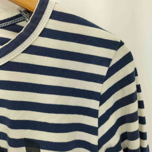 プレイコムデギャルソン PLAY COMME des GARCONS フロントプリント ボーダー クルーネックロンT レディース JPN:S