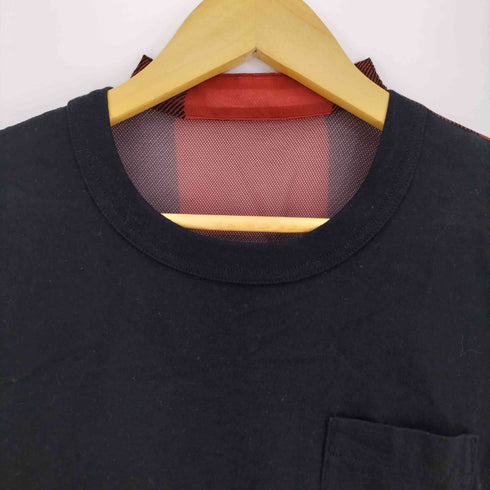 サカイ Sacai 22ss チェック シアー切替 クルーネック 半袖Tシャツ レディース JPN:2