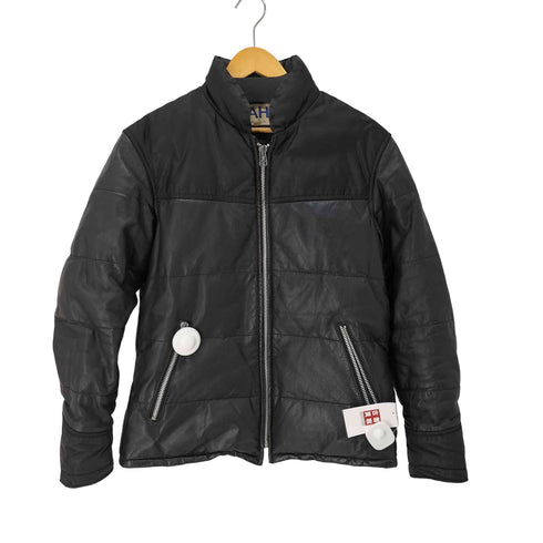 アバハウス ABAHOUSE 初期 ナイロン切替 牛革 レザーダウン ジャケット メンズ JPN:2