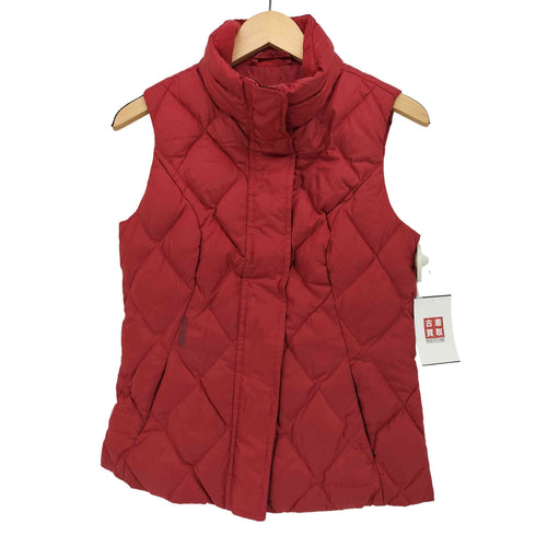 エディーバウアー Eddie Bauer 90-00S 裾 ロゴ GOOSE DOWN 比翼ジップ グースダウン キルティング ベスト レディース import:XS