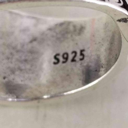 S925刻印 ストーン 花模様リング メンズ