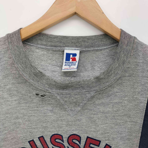 ラッセルアスレチック RUSSELL ATHLETIC 90S USA製 前V フロント ロゴ 切り替え クルーネック スウェット メンズ import:M