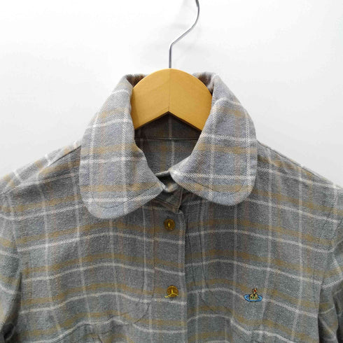 ヴィヴィアンウエストウッドレッドレーベル Vivienne Westwood RED LABEL 丸襟フランネルシャツ レディース M