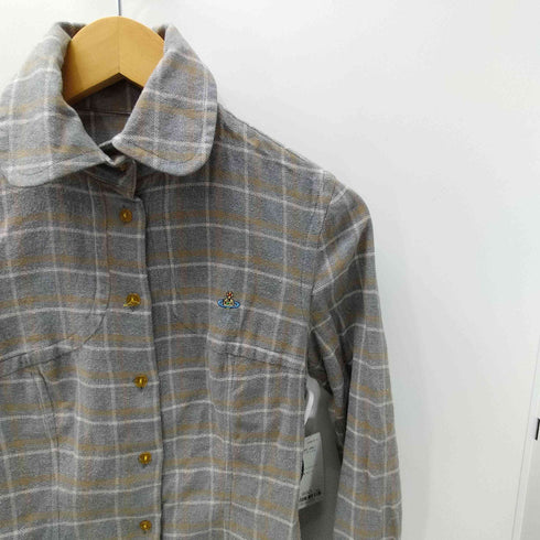 ヴィヴィアンウエストウッドレッドレーベル Vivienne Westwood RED LABEL 丸襟フランネルシャツ レディース M