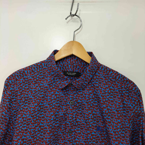 バーバリーブラックレーベル BURBERRY BLACK LABEL ホース刺繍 コットン100 総柄 レギュラーカラー L/S シャツ メンズ JPN:3
