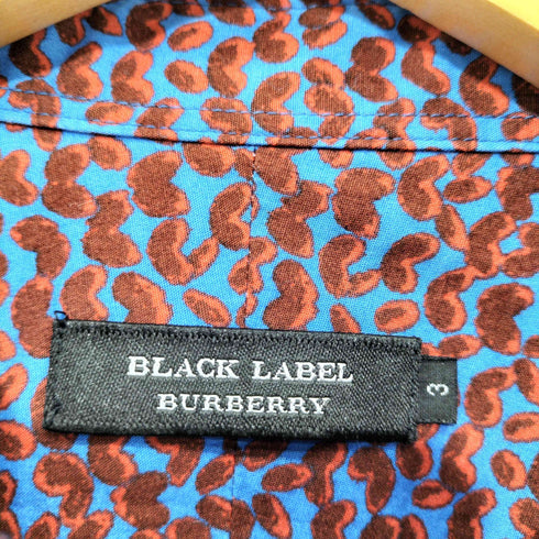 バーバリーブラックレーベル BURBERRY BLACK LABEL ホース刺繍 コットン100 総柄 レギュラーカラー L/S シャツ メンズ JPN:3