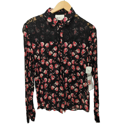 be Blumarine レーヨン100 花柄 レース切替 ブラウス レディース US:0-2