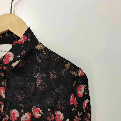 be Blumarine レーヨン100 花柄 レース切替 ブラウス レディース US:0-2