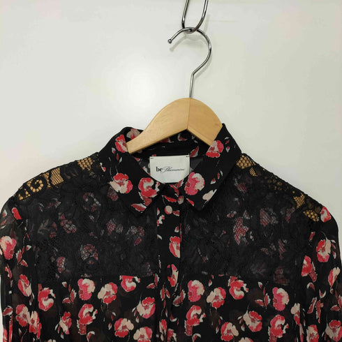 be Blumarine レーヨン100 花柄 レース切替 ブラウス レディース US:0-2