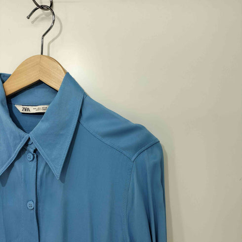 ザラ ZARA レーヨン100 サテン L/S シャツ レディース import:L