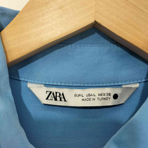 ザラ ZARA レーヨン100 サテン L/S シャツ レディース import:L