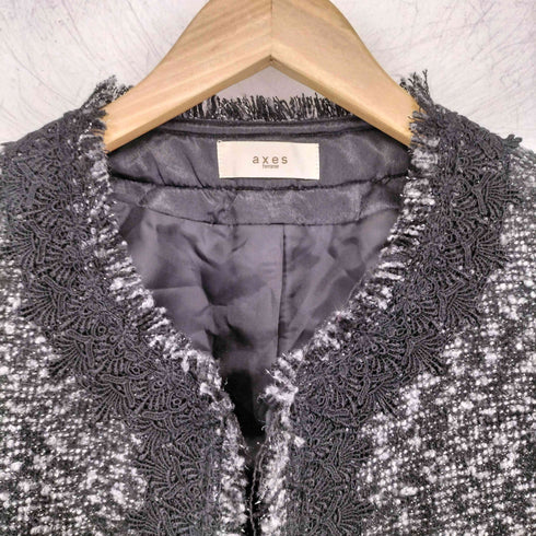 アクシーズファム axes femme ノーカラーツイードジャケット レディース JPN:M