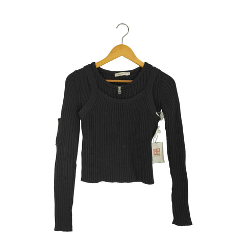 マウジー moussy 23AW ZIP UP RIB CD & TANK ジップアップ リブ カーディガン & タンクトップ アンサンブル レディース FREE