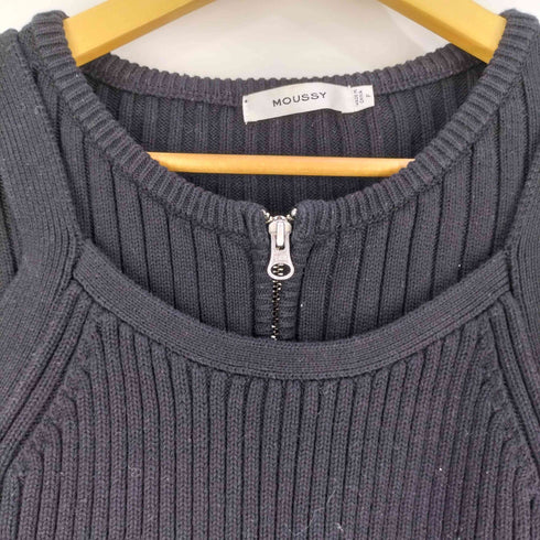 マウジー moussy 23AW ZIP UP RIB CD & TANK ジップアップ リブ カーディガン & タンクトップ アンサンブル レディース FREE