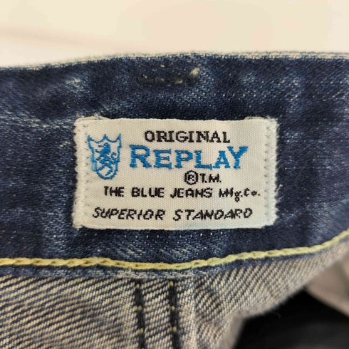 リプレイ REPLAY 革パッチ スタッズ 5ポケット ストレート デニムパンツ Y2K メンズ W29 L32