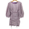ザラ ZARA MINI GINGHAM CHECK DRESS PUFF SLEEVES LIGHT MAUVE ミニ ワンピース レディース import:M