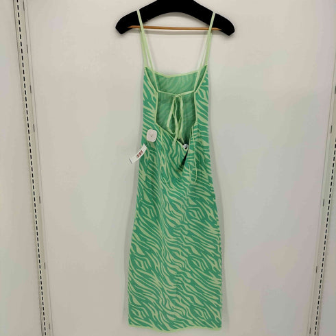 ザラ ZARA GREEN ANIMAL PRINT JACQUARD KNIT SLEEVELESS DRESS アニマル 柄 ニット ワンピース レディース import:L