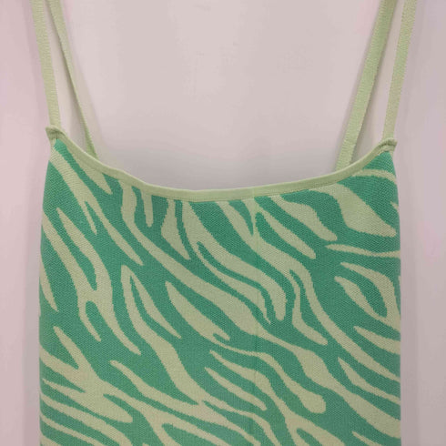 ザラ ZARA GREEN ANIMAL PRINT JACQUARD KNIT SLEEVELESS DRESS アニマル 柄 ニット ワンピース レディース import:L
