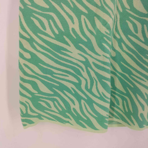 ザラ ZARA GREEN ANIMAL PRINT JACQUARD KNIT SLEEVELESS DRESS アニマル 柄 ニット ワンピース レディース import:L