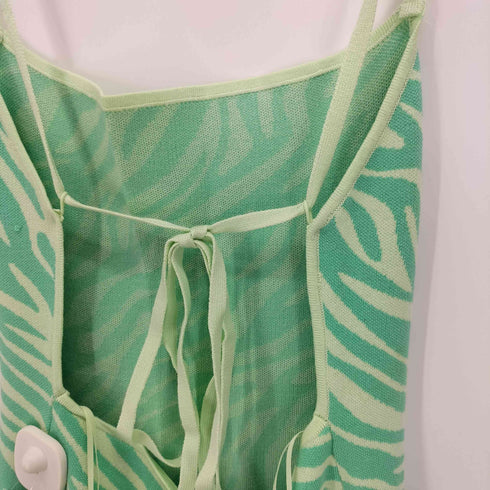 ザラ ZARA GREEN ANIMAL PRINT JACQUARD KNIT SLEEVELESS DRESS アニマル 柄 ニット ワンピース レディース import:L