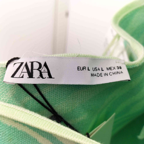 ザラ ZARA GREEN ANIMAL PRINT JACQUARD KNIT SLEEVELESS DRESS アニマル 柄 ニット ワンピース レディース import:L