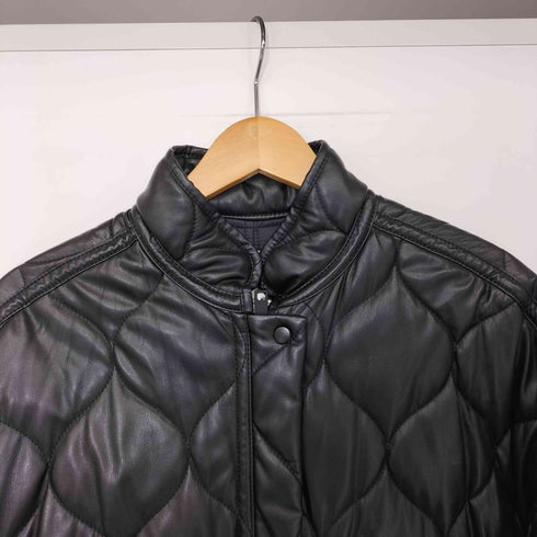 ザラ ZARA キルティング フェイクレザー パフ ジャケット レディース import:M