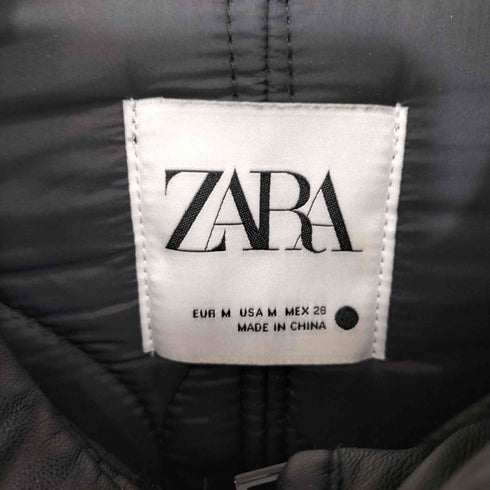 ザラ ZARA キルティング フェイクレザー パフ ジャケット レディース import:M