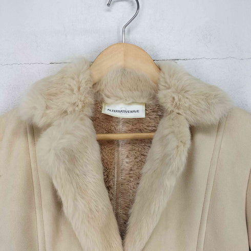ALTERNATIVEWAVE babbit fur ラビットファーフェイクスエードジャケット レディース L