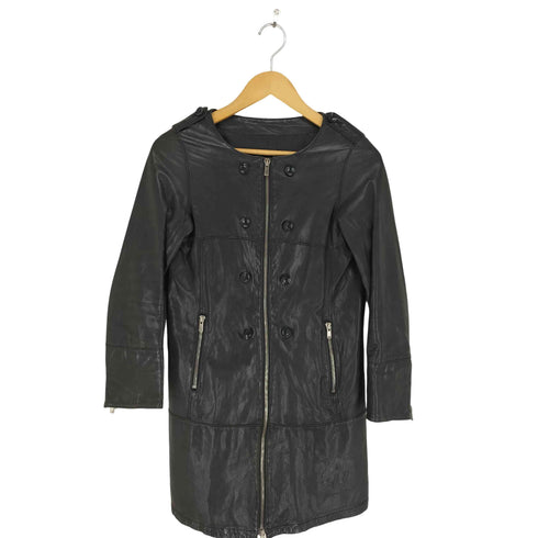 スタニングルアー Stunning Lure lamb leather ラムレザーダブルジップノーカラーコート レディース 36