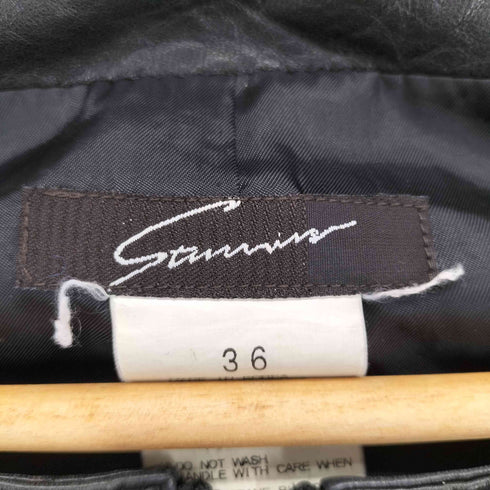 スタニングルアー Stunning Lure lamb leather ラムレザーダブルジップノーカラーコート レディース 36