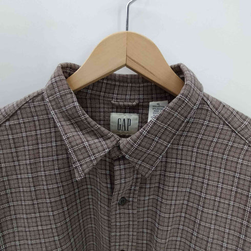 ギャップ Gap 90S 白タグ コットン レーヨン L/S チェック シャツ メンズ import:XL