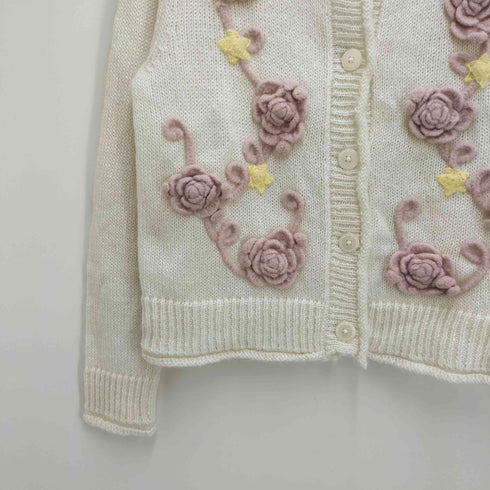 ピンクハウス PINK HOUSE 花と星モチーフ使いニットカーディガン レディース