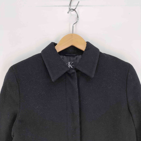シーケーカルバンクライン ck Calvin Klein 比翼ウールステンカラーコート レディース US:6