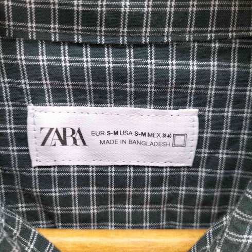 ザラ ZARA 短丈 ボックス 半袖 チェックシャツ メンズ S-M