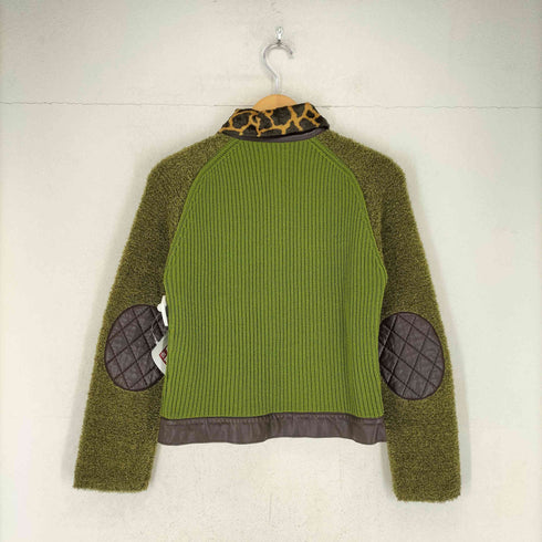 エンリココベリ enrico coveri レオパード襟切替異素材ニットジャケット Y2K レディース