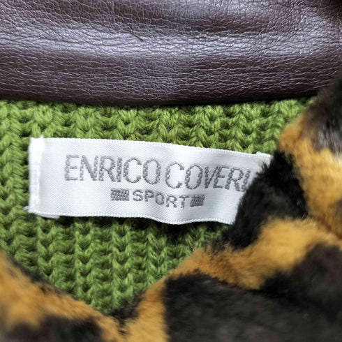 エンリココベリ enrico coveri レオパード襟切替異素材ニットジャケット Y2K レディース