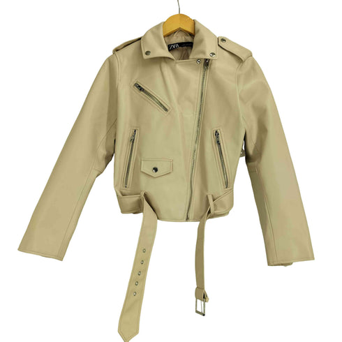 ザラ ZARA フェイクレザー ダブルライダースジャケット レディース import:L