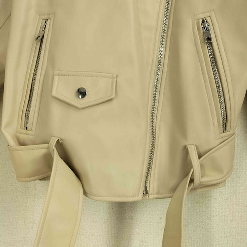 ザラ ZARA フェイクレザー ダブルライダースジャケット レディース import:L