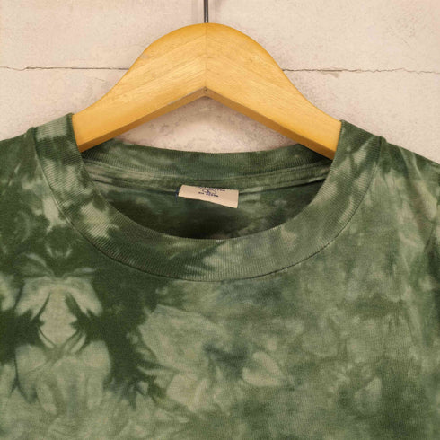 COTTONNET 袖裾シングル タイダイ柄フロント刺繍クルーネックTシャツ メンズ L
