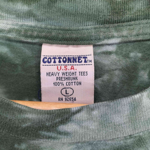 COTTONNET 袖裾シングル タイダイ柄フロント刺繍クルーネックTシャツ メンズ L