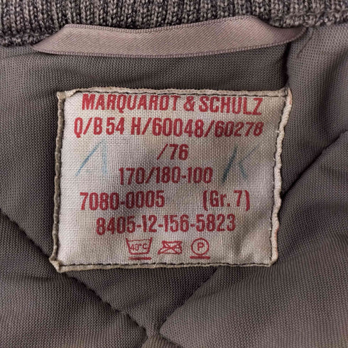 マーカートシュルツ MARQUARDT SCHULZ 76年製 ドイツ軍 キルティングジャケット メンズ 170/180-100