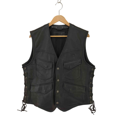 リューグーレザーズ Liugoo Leathers 編み込みレザー ベスト メンズ LL