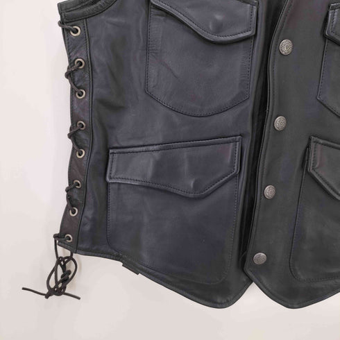 リューグーレザーズ Liugoo Leathers 編み込みレザー ベスト メンズ LL