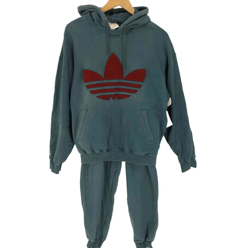 アディダス adidas デザント製 ロゴ パーカー パンツ セットアップ メンズ トップス:M-L パンツ:L