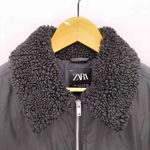 ザラ ZARA 襟ボア ジップアップ パテッド ブルゾン メンズ import:M