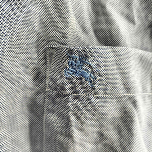 バーバリーロンドン BURBERRY LONDON 日本製 ロゴ刺繍 L/S ワーク シャツ メンズ import:M