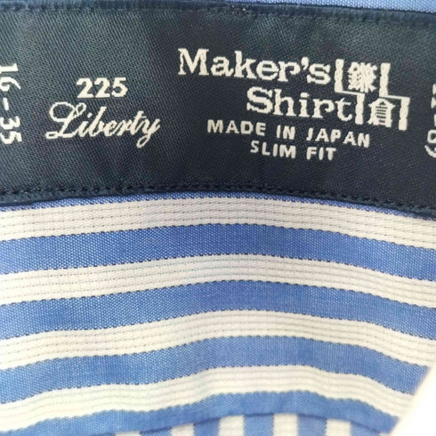 メーカーズシャツカマクラ Makers Shirt 鎌倉 SLIM FIT 襟切り替えカラーストライプ L/S シャツ メンズ 41-89