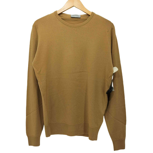 ジョンスメドレー JOHN SMEDLEY LUNDY CLASSIC CREW NECK PULLOVER STANDARD FIT 英国製 メリノウール100 ニット キャメル メンズ import:M