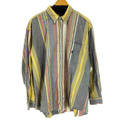 ラルフローレン RALPH LAUREN 90s The Big Shirt スモールポニー刺繍ボタンダウンL/Sストライプシャツ メンズ JPN:XL