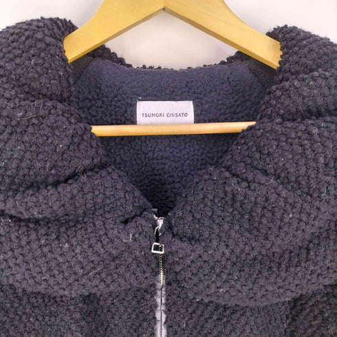 ツモリチサト TSUMORI CHISATO ダブルジップ 袖スパンコール ビッグカラー バルーンボアジャケット レディース JPN:2